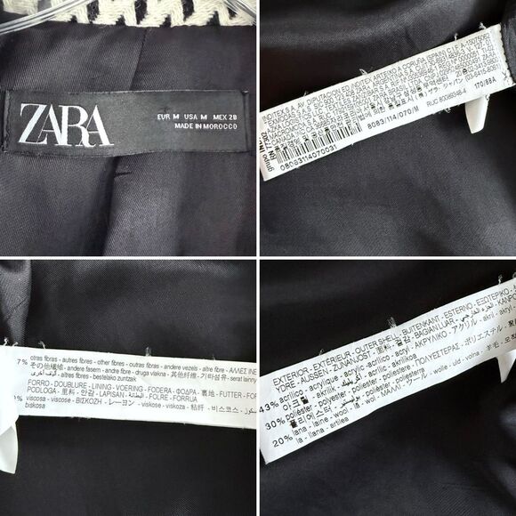 Zara Oversized Plaid Houndstooth Coat Longline 8083/114/070 M Blogger Favorite - Picture 11 of 16